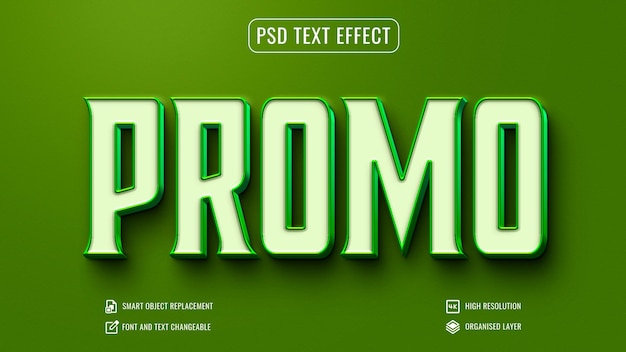 Efecto de texto promocional natural verde 3d psd