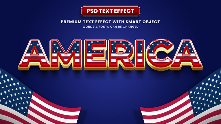 Efecto de texto PSD de 3D América