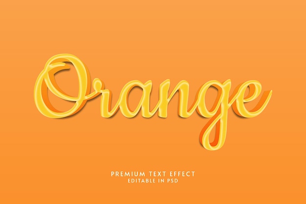 Efecto de texto psd 3d en color naranja estilo de fuente premium