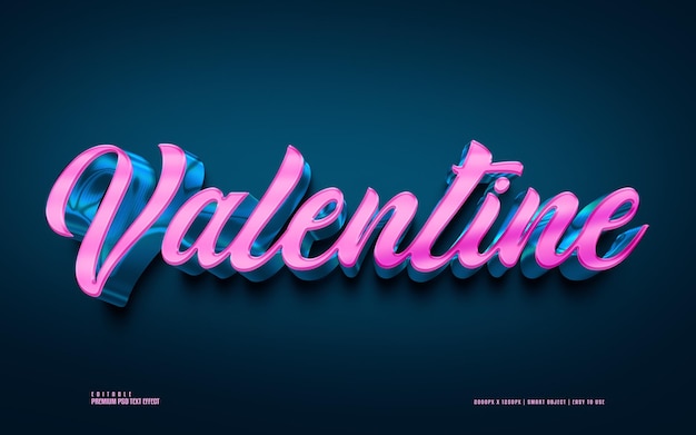 Efecto de texto psd 3d editable premium de san valentín