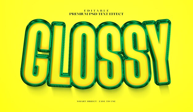 Efecto de texto PSD 3D premium completamente editable en amarillo y verde brillante