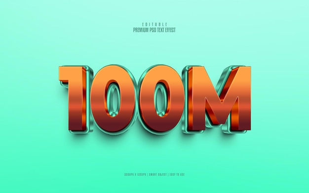 Efecto de texto psd 3d premium editable de 100M