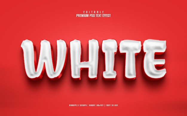 Efecto de texto psd 3d premium editable en blanco