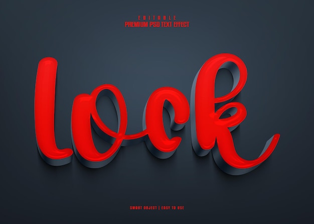 Efecto de texto PSD 3D premium editable de bloqueo