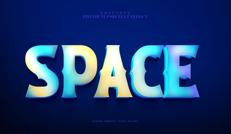 PSD efecto de texto psd 3d premium editable en el espacio