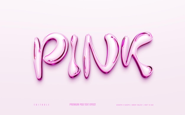 Efecto de texto psd 3d premium editable rosa