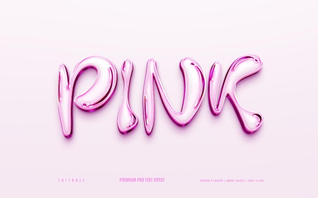 Efecto de texto psd 3d premium editable rosa