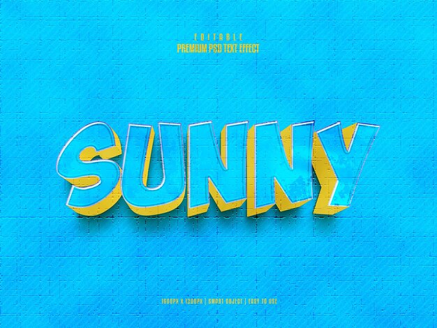 Efecto de texto psd 3d premium editable soleado