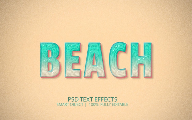 Efecto de texto psd de agua de playa