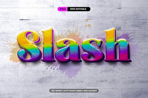 Efecto de texto PSD de arco iris 3D