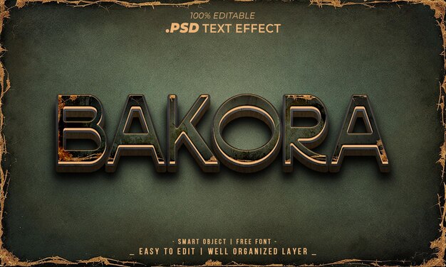 Efecto de texto PSD de Bakora