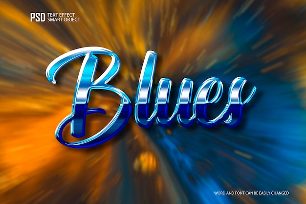 Efecto de texto PSD de blues