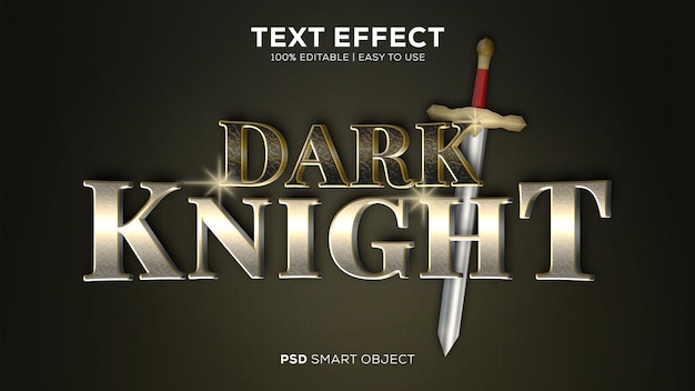 PSD efecto de texto psd de caballero oscuro fácil de usar y editable