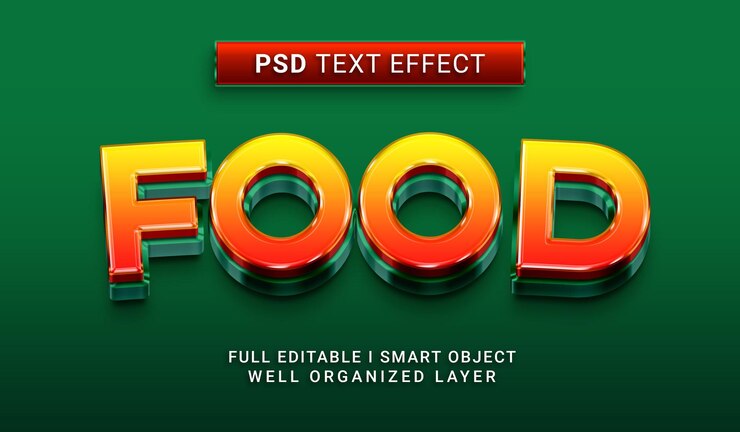 PSD efecto de texto psd de comida