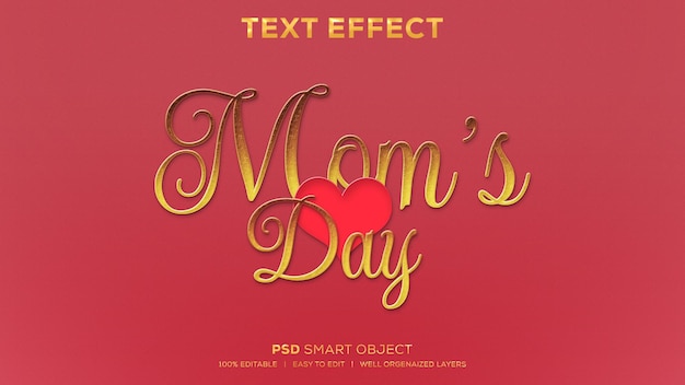 PSD efecto de texto psd del día de la madre.