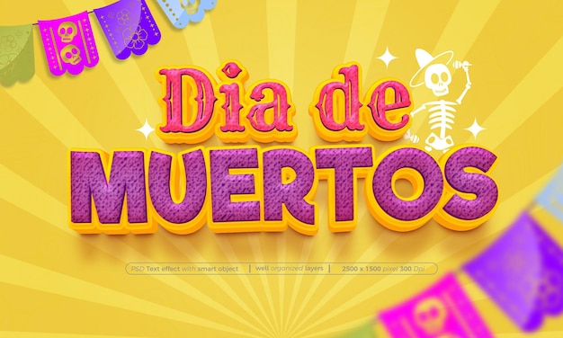 PSD efecto de texto psd dia de muertos con estilo 3d