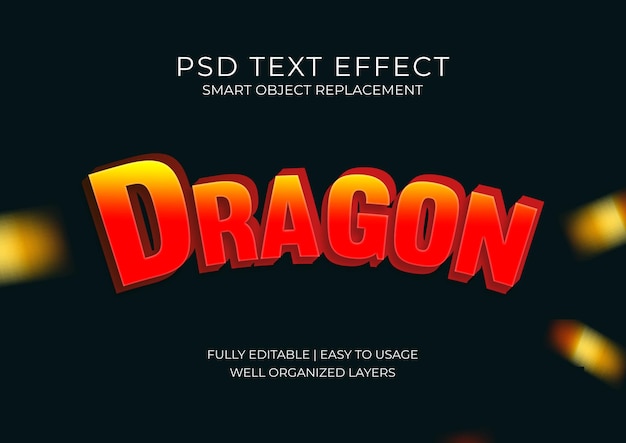 Efecto de texto PSD Dragón editable