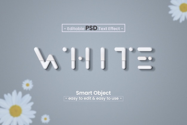 Efecto de texto psd editable 3d blanco