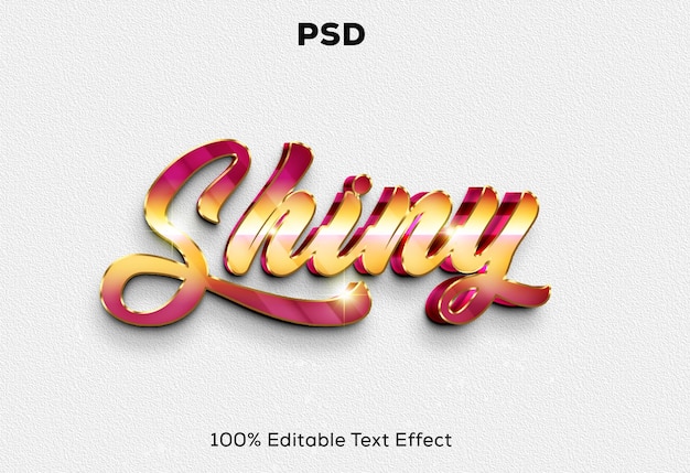 Efecto de texto PSD editable en 3D brillante