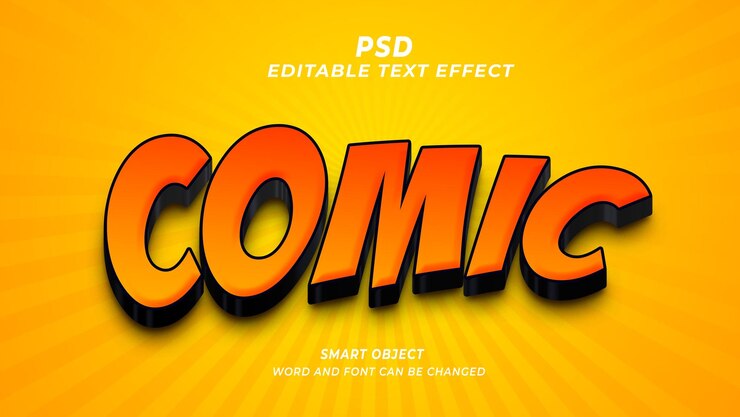 PSD efecto de texto psd editable en 3d cómico con fondo lindo