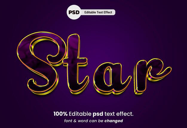 Efecto de texto PSD editable en 3D de estrella