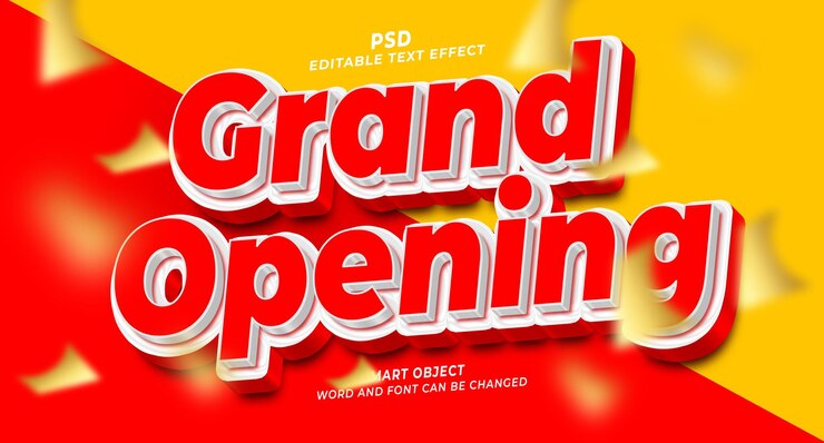 PSD efecto de texto psd editable en 3d de gran apertura con lindo fondo