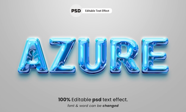 Efecto de texto psd editable 3d líquido azul