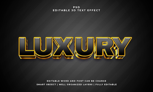 Efecto de texto psd editable 3d de lujo con fondo