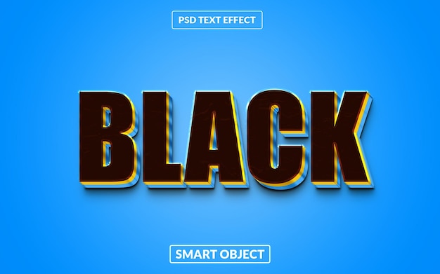 Efecto de texto psd editable en 3D en negro