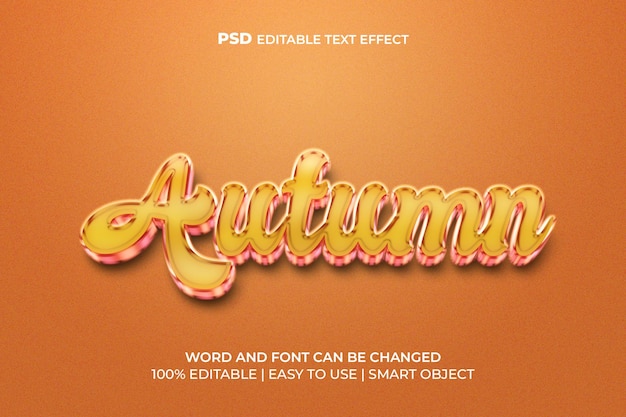 Efecto de texto psd editable 3d de otoño