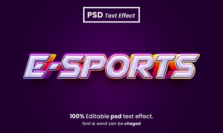 PSD efecto de texto psd editable 3d premium colorido de esports