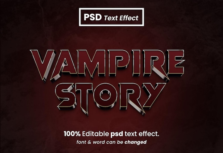 PSD efecto de texto psd editable en 3d de vampire story