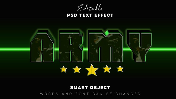 PSD efecto de texto psd editable del ejército