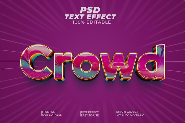 Efecto de texto psd editable de estilo crowe 3d