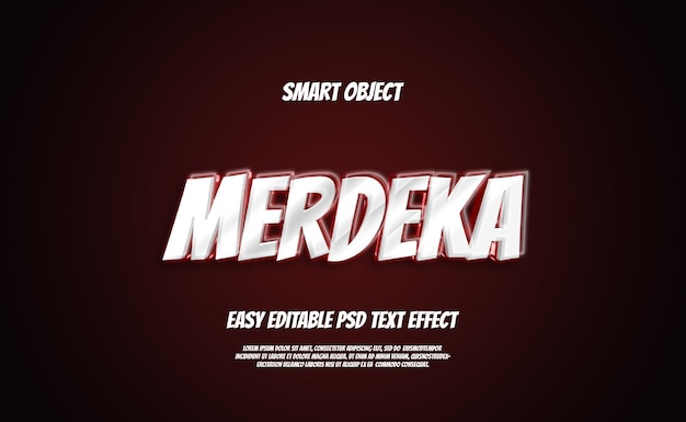 Efecto de texto psd editable fácil de kemedekaan indonesia