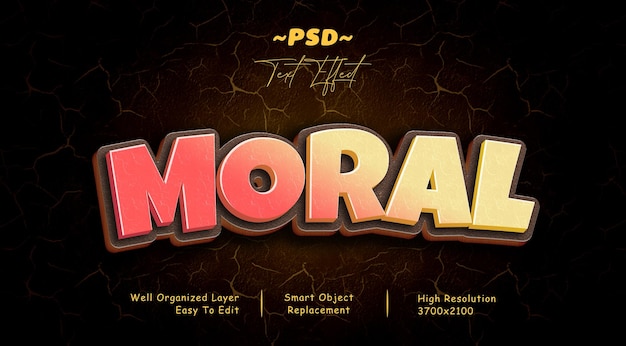 Efecto de texto psd editable moral