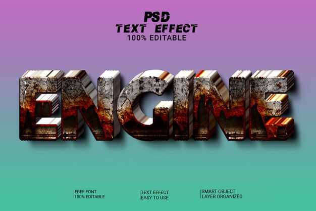 Efecto de texto psd editable por el motor
