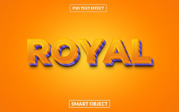 Efecto de texto psd editable de ROYAL 3D