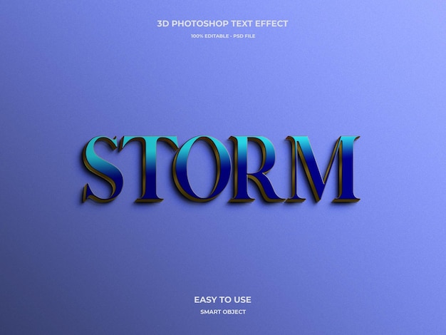 Efecto de texto psd editable tormenta 3d