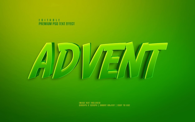 Efecto de texto psd editable verde adviento