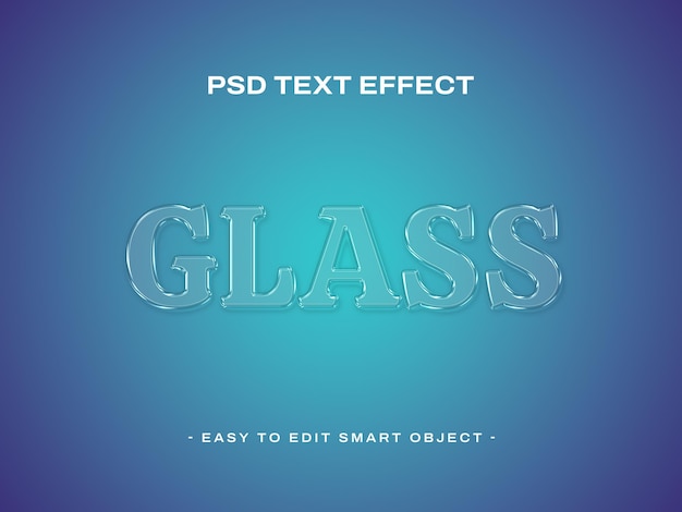 Efecto de texto psd editable de vidrio 3D efecto de texto de agua