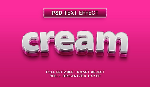 efecto de texto psd estilo 3d crema rosa