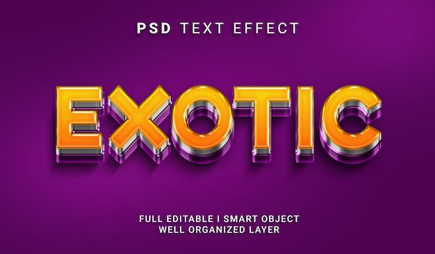 Efecto de texto psd de estilo 3d exótico