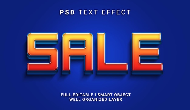 Efecto de texto psd de estilo 3d de venta