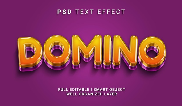 Efecto de texto psd estilo domino 3d