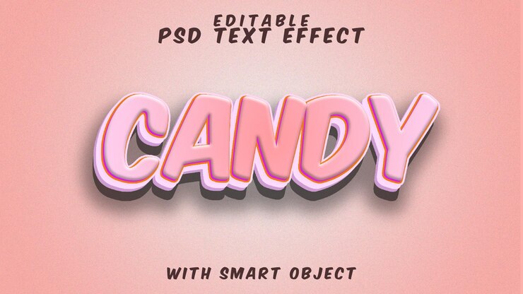PSD efecto de texto psd fondo rosado de caramelo