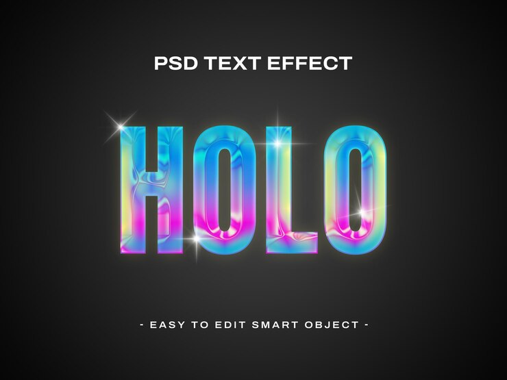 PSD efecto de texto psd holográfico 3d o editable en cromo
