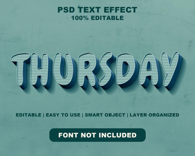 Efecto de texto PSD del jueves