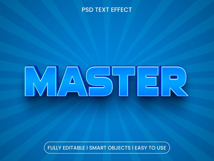 PSD - efecto de texto psd maestro en azul