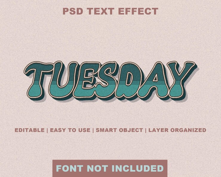 PSD efecto de texto psd martes
